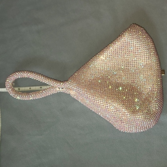 Gunne Sax by Jessica McClintock Lt Pink Staci Mesh Snap & Zip Closure Clutch Bag - Picture 10 of 11